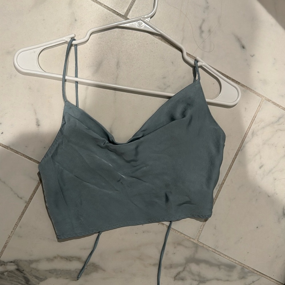 Blue urban outfitters satin crop top